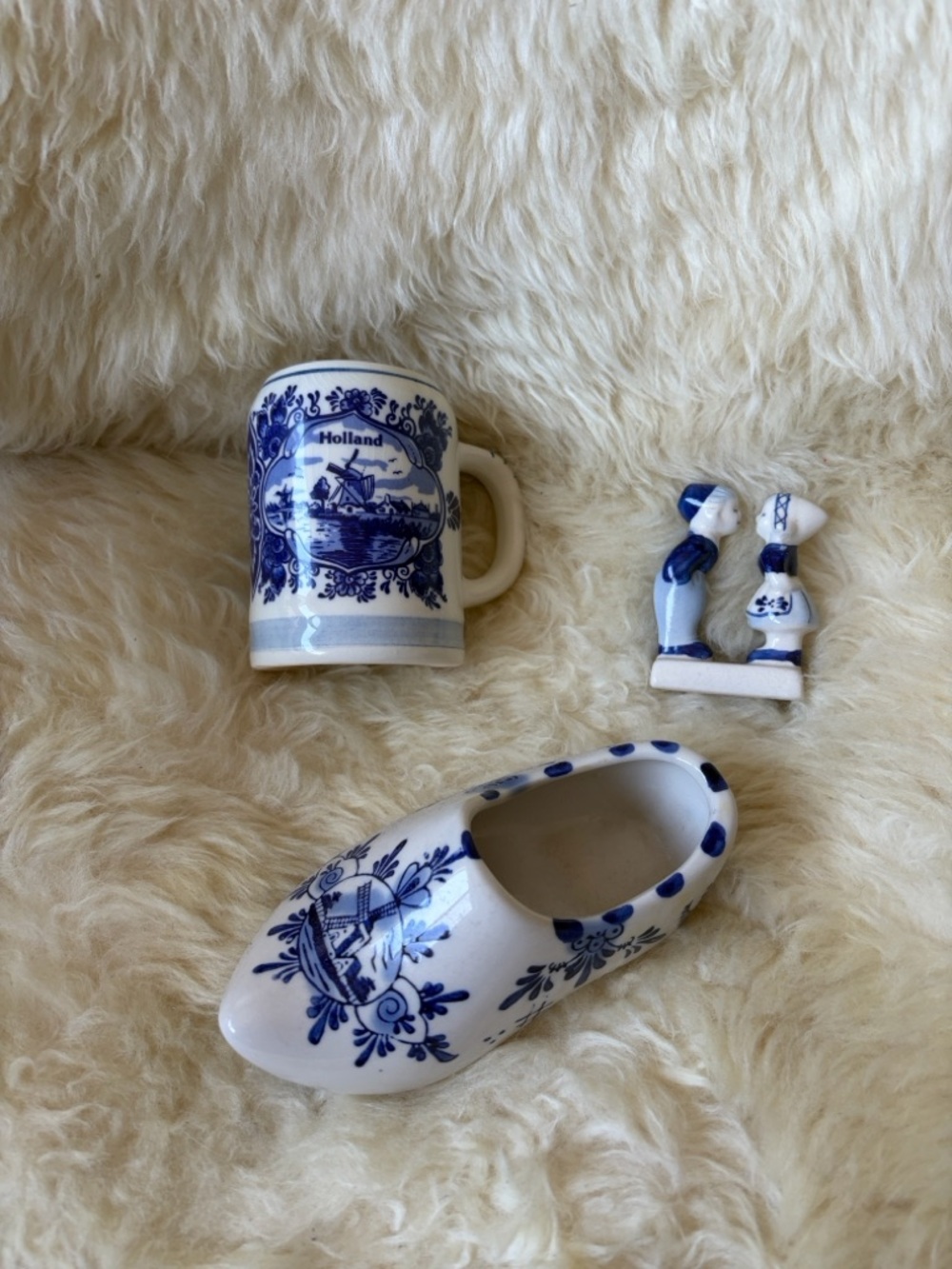 Vintage Dutch Blue and White Delft Ceramic Set